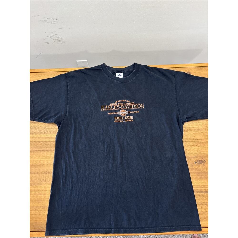 Harley Davidson Mens Black Belize Central America Casual Short Sleeve XL